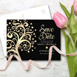 Postal De Invitación Bat Mitzvah Salvar la fecha Árbol de vida de Relie<br><div class="desc">¡Asegúrate de que todos tus amigos y parientes puedan celebrar el hito de tu hija Bat Mitzvah! Envíe esta impresionante y sofisticada postal de invitación personalizada "Save the Date". Un gráfico árbol de Relieve metalizado de oro falso con brillante estrella de David y "hojas" de punto, junto con el guión...</div>