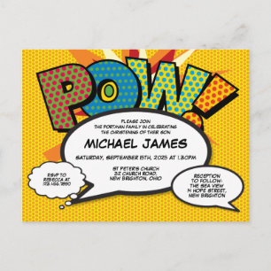 Postal De Invitación Bautizo Modernidad Foto Libro Cómic