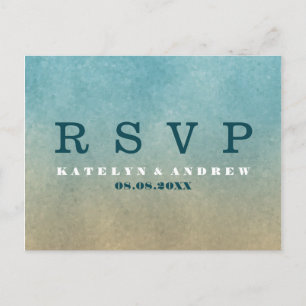 Postal De Invitación Beach Ombre Wedding Minimal RSVP