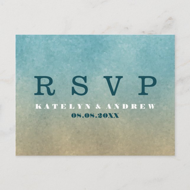 Postal De Invitación Beach Ombre Wedding Minimal RSVP (Anverso)