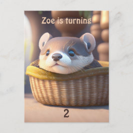 Postal De Invitación Bebé de nutria en una canasta - cumpleaños de niño