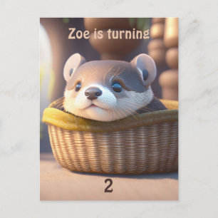 Postal De Invitación Bebé de nutria en una canasta - cumpleaños de niño