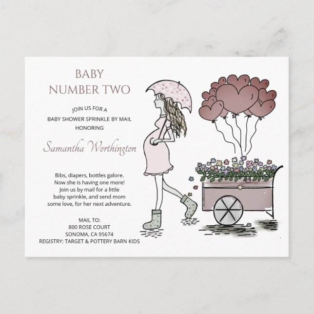 Postal De Invitación Bebé Embarazado Y Bebé Espolvoreando La Ducha Por  (Anverso)