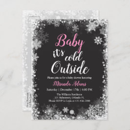 Postal De Invitación Bebé, hace frío afuera de Baby Girl Baby Shower