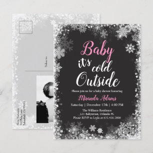 Postal De Invitación Bebé, hace frío afuera de Baby Girl Baby Shower