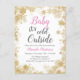 Postal De Invitación Bebé, hace frío afuera de Baby Girl Baby Shower