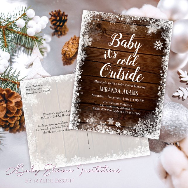 Postal De Invitación Bebé, hace frío afuera de Winter Baby Shower (Subido por el creador)