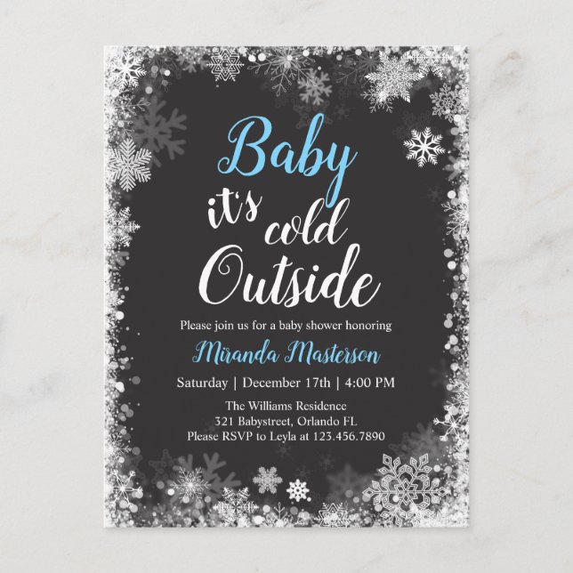 Postal De Invitación Bebé, hace frío fuera del Baby Shower invernal (Anverso)