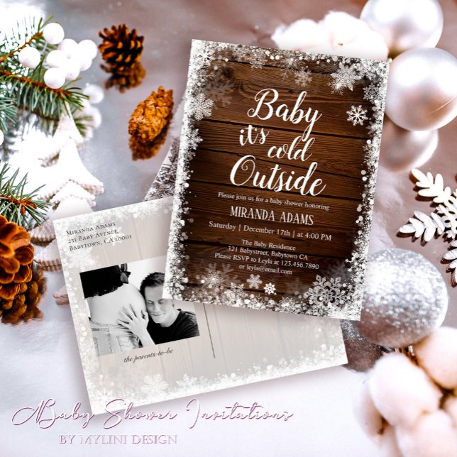 Postal De Invitación Bebé rústico hace frío fuera del Baby Shower inver (Subido por el creador)