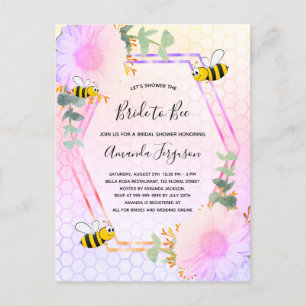 Postal De Invitación Bee Bridal ducha arcoíris verde novia a la beba