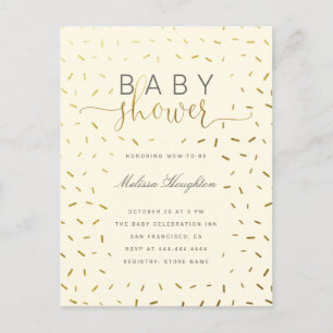 Postal De Invitación Beige & Gold Sprinkle Baby Shower Neutral de géner