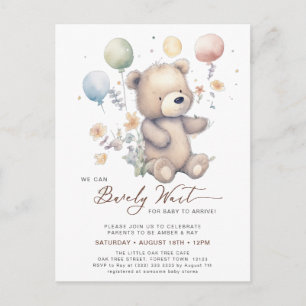 Postal De Invitación Beige Podemos Esperar A Los Niños Baby Shower