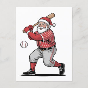 Postal De Invitación Béisbol de Navidad Jugando al deporte de Papá Noel