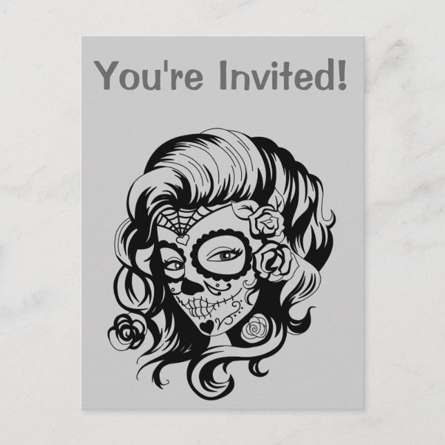 Postal De Invitación Belleza del Día de Muertos (Anverso)