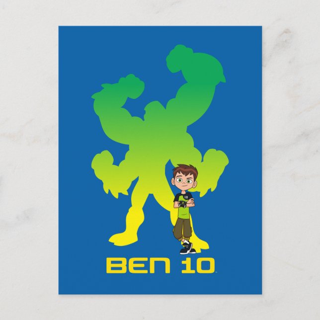 Postal De Invitación Ben 10 y Cuatro Brazos Sombra (Anverso)