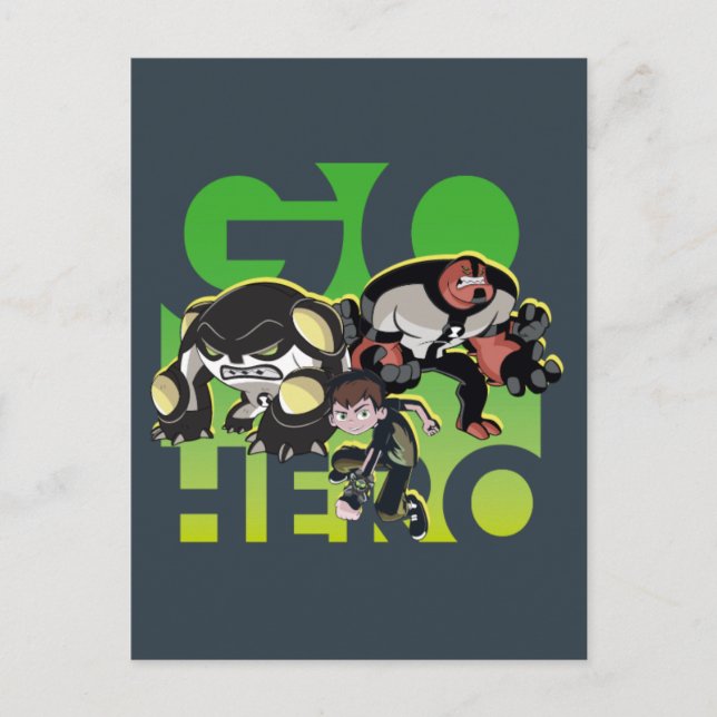 Postal De Invitación Ben Tennyson, Cannonbolt y los cuatro brazos - haz (Anverso)