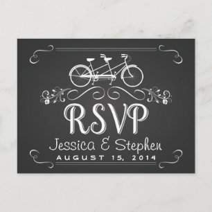 Postal De Invitación Bicicleta tándem RSVP para respuesta a 2 cartuchos