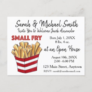 Postal De Invitación Bienvenida Pequeña Fritura Patatas Fritas Nuevo Be