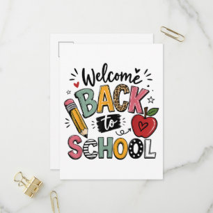 Postal De Invitación Bienvenido de vuelta al colegio profesor estudiant
