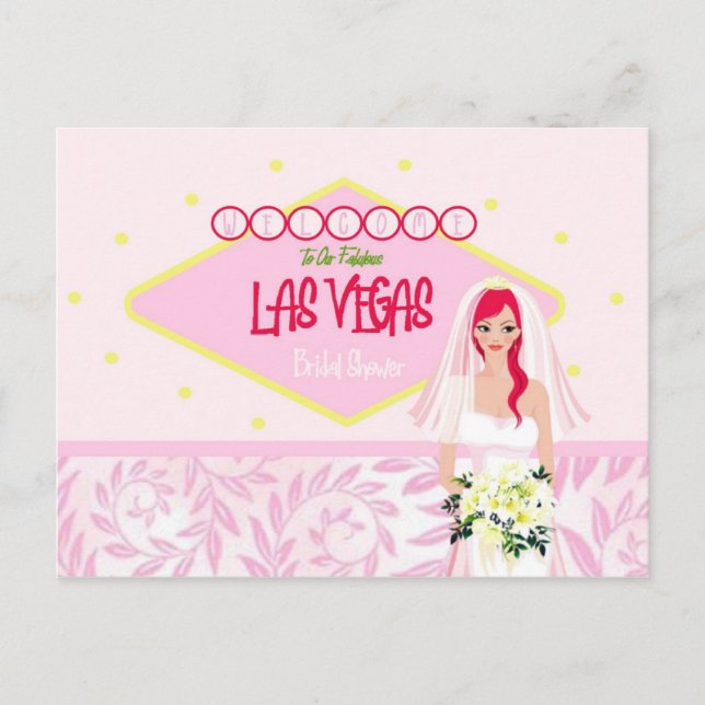 Postal De Invitación Bienvenidos A Nuestra Fabulosa Ducha Bridal De Las (Anverso)