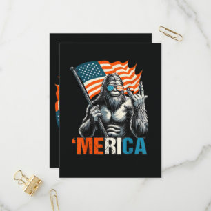 Postal De Invitación Bigfoot Merica Roca Bandera Americana