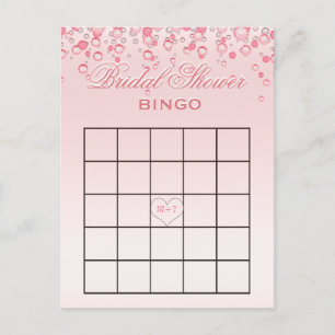 Postal De Invitación Bingo nupcial el   Rubor rosado de la ducha