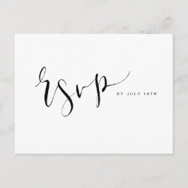 Postal De Invitación Black And White Modern Simple Script Wedding RSVP
