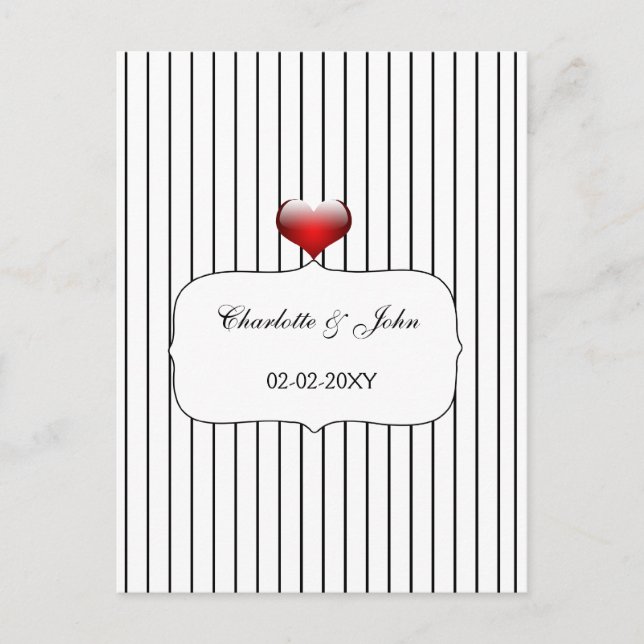Postal De Invitación Black and White Stripes Moderno Boda (Anverso)