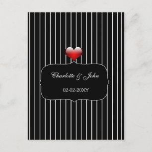 Postal De Invitación Black and White Stripes Moderno Boda