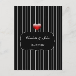 Postal De Invitación Black and White Stripes Moderno Boda