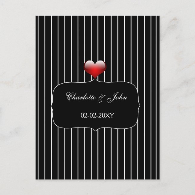 Postal De Invitación Black and White Stripes Moderno Boda (Anverso)