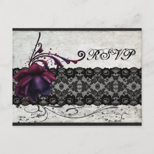 Postal De Invitación Black Lace Wedding RSVP