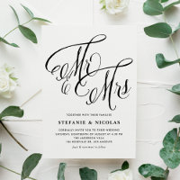 Black Mr y Mrs Rustic Script QR Code Boda