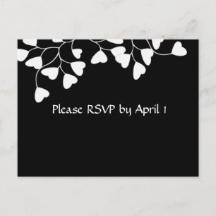 Postal De Invitación Black White Heart RSVP