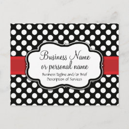 Postal De Invitación Black White Red Polka Dot Retro Cute Consultor