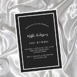 Postal De Invitación Blanco negro de cumpleaños minimalista<br><div class="desc">Una invitación magnética moderna y elegante. Un fondo negro decorado con marcos blancos. Personalice y agregue un nombre y detalles. Texto blanco.</div>