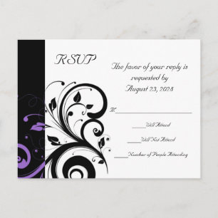 Postal De Invitación Blanco y negro con acento de nalga morado