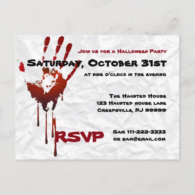 Postal De Invitación Bloody Fiesta Invite (Anverso)