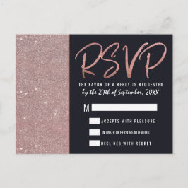 Postal De Invitación Bloque de color Rosa de la Marina Purpurina de oro