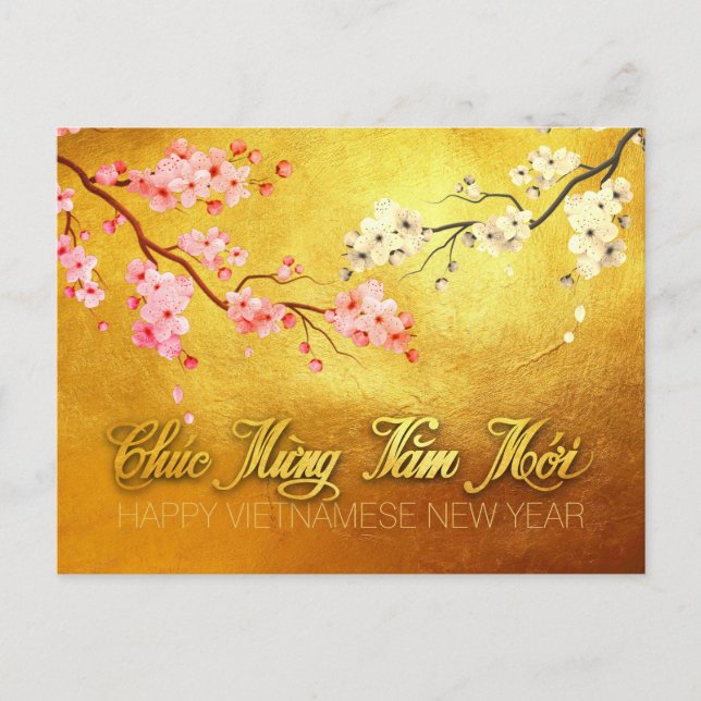 Postal De Invitación Blossom Tet Hoa Anh Dao Año Nuevo Vietnamita HHP (Anverso)