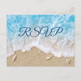 Postal De Invitación Blue Beach Waves Bat Mitzvah RSVP Postcard