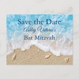 Postal De Invitación Blue Beach Waves Bat Mitzvah Save the Date