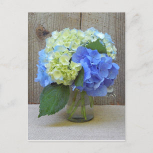 Postal De Invitación Blue Hydrangeas Mason Jar Mature Birthday Party