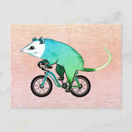 Postal De Invitación Blue Opossum Montando Una Bicicleta