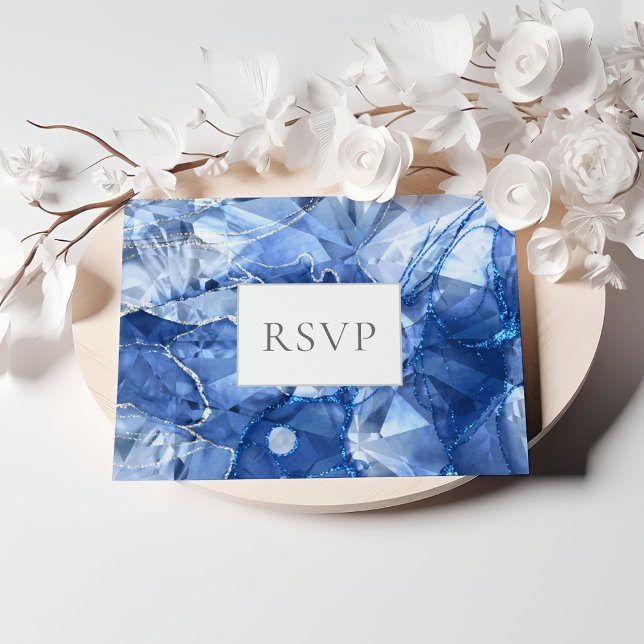 Postal De Invitación Blue Sapphire Gemstone Wedding RSVP (Subido por el creador)