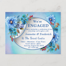 Postal De Invitación Blues de cornflower en el compromiso con las acuar