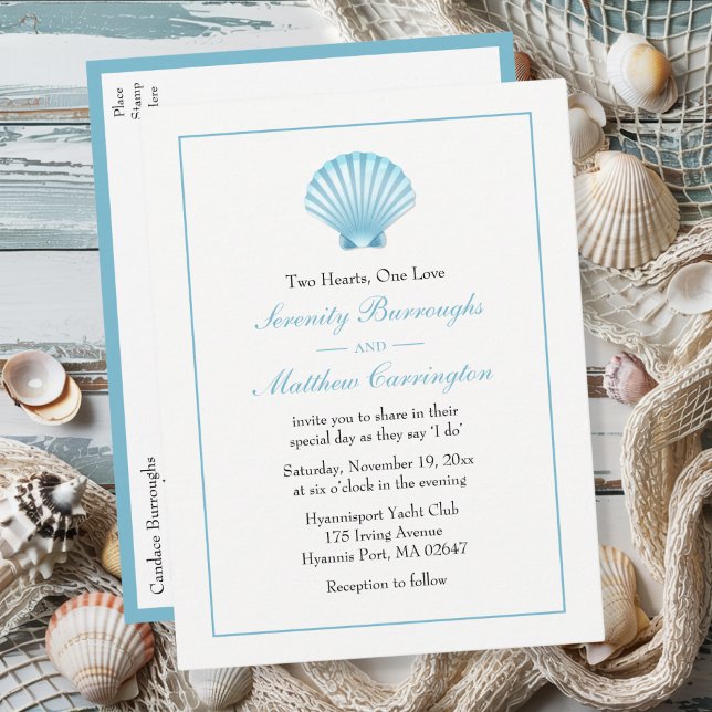 Postal De Invitación Boda acuática azul turquesa náutica (Subido por el creador)