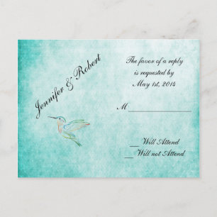 Postal De Invitación Boda acuática de Aqua Hummingbird RSVP