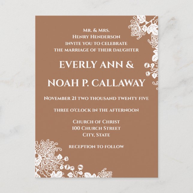 Postal De Invitación Boda barato (Anverso)