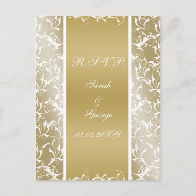 Postal De Invitación boda barroco de oro de champán (Anverso)